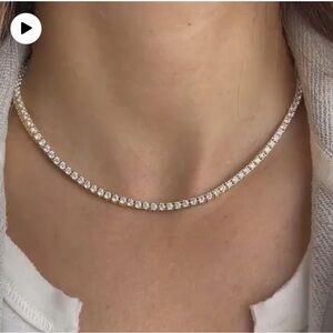 Women’s Elegant Gold 16 inch Tennis Necklace NWOT